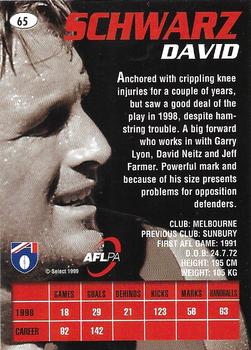 1999 Select AFL Premiere #65 David Schwarz Back